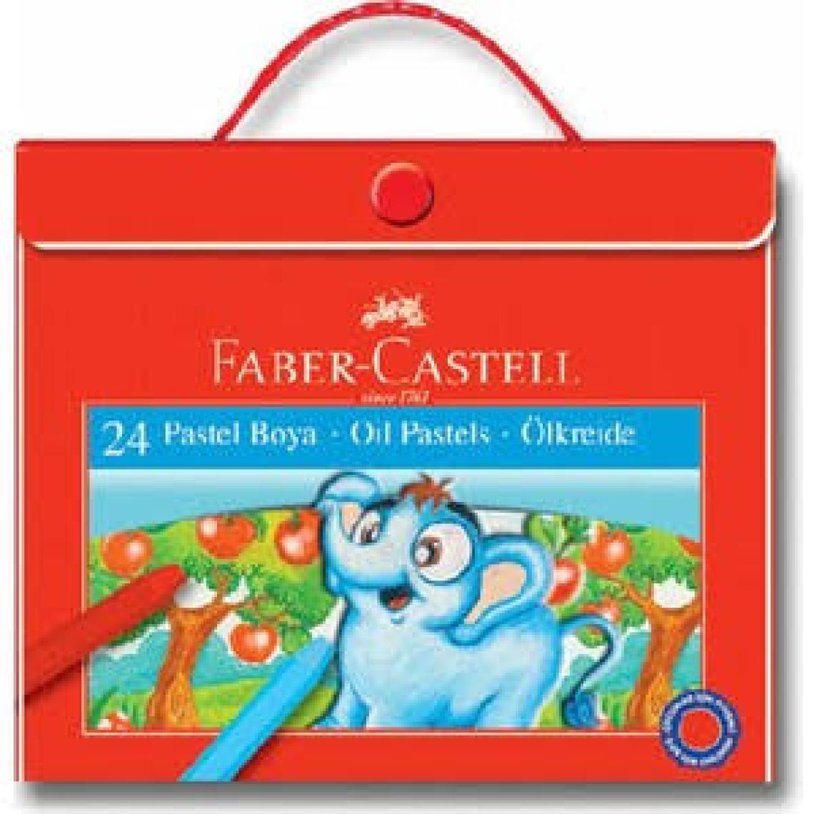 Faber Castell 24 Renkli Pastel Boya Seti - Kırmızı Çantalı, Kompakt ve Desenli Tasarım