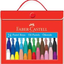 Faber Castell 24 Renkli Pastel Boya Seti - Kırmızı Çantalı, Kompakt ve Desenli Tasarım