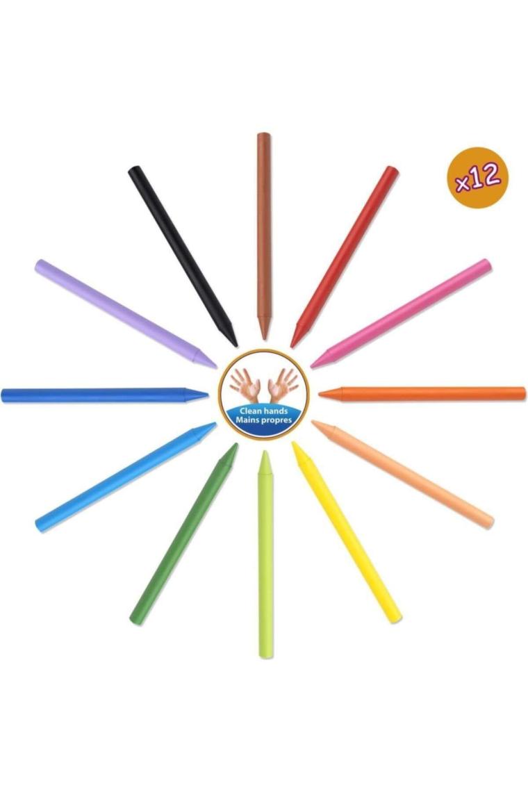 12 Renk Silinebilir Mum Pastel Boya