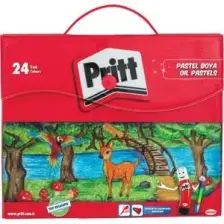 Pritt 24 Adet Pastel Boya Seti - Kırmızı Ağırlıklı Renkler, 3-6 Yaş Arası Çocuklar İçin, Taşınabilir Çanta ile