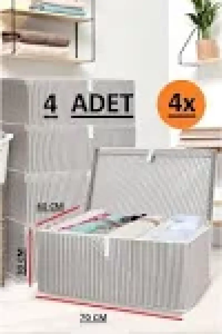 EC Shop Daisyhome 4 Adet Kapaklı Kutu Hurç Mega Boy 70*40*30* Çok Amaçlı Kutu Hurç