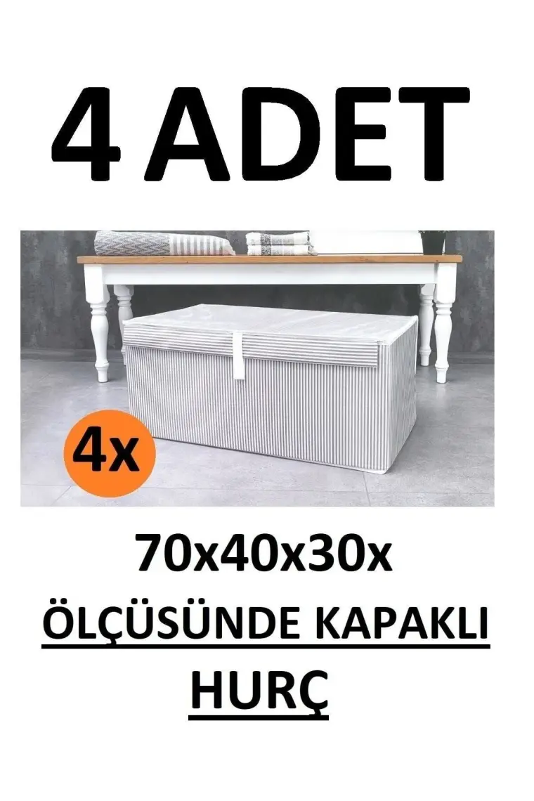 EC Shop Daisyhome 4 Adet Kapaklı Kutu Hurç Mega Boy 70*40*30* Çok Amaçlı Kutu Hurç