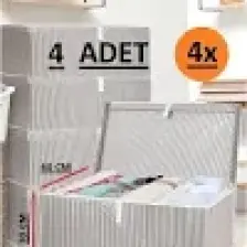 EC Shop Daisyhome 4 Adet Kapaklı Kutu Hurç Mega Boy 70*40*30* Çok Amaçlı Kutu Hurç