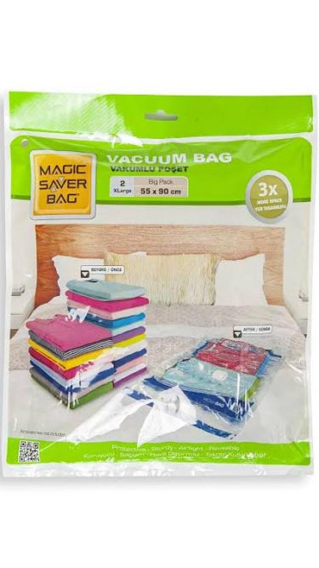 Magic Saver Bag 2'li Vakumlu Poşet Seti (JUMBO)