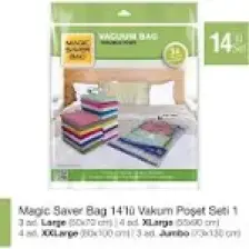 Magic Saver Bag 14'lü Vakumlu Poşet Seti (3 L + 4 XL + 4 XXL + 3 JUMBO)