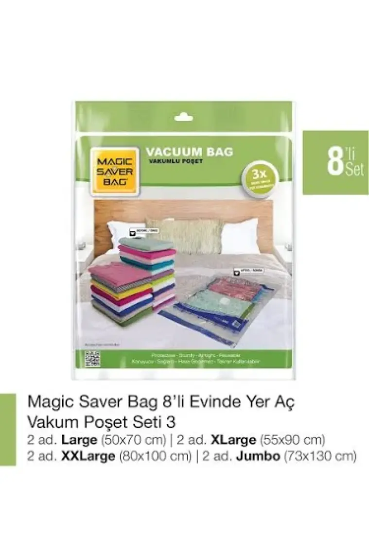 Magıc Saver Bag 8'li Evinde Yer Aç Vakumlu Poşet
