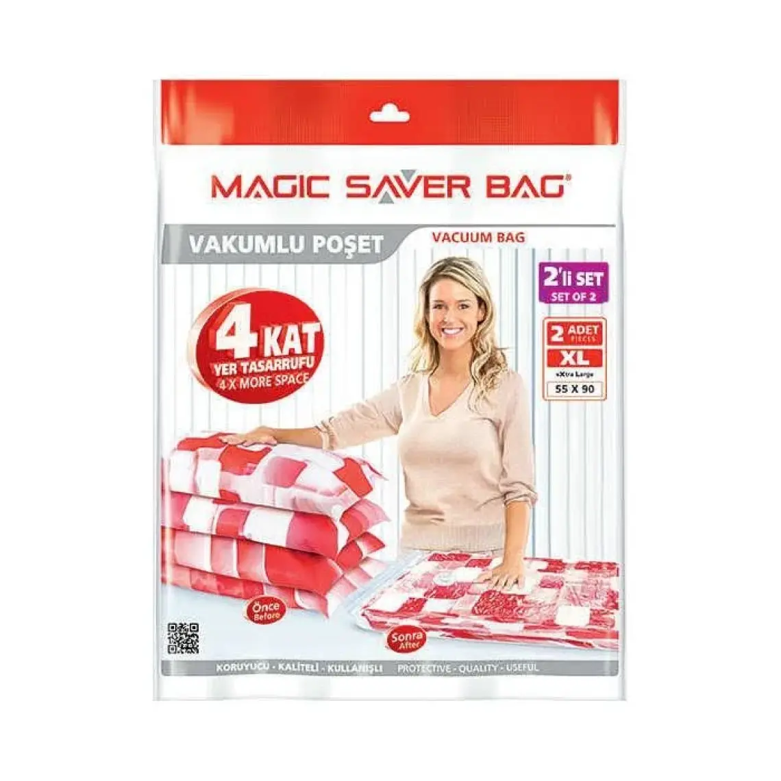 Magic Saver Bag 2'li Askılı Vakumlu Poşet Seti (XL)