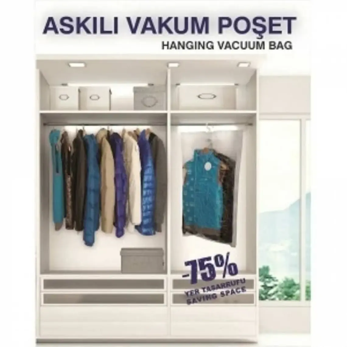 Magic Saver Bag 2'li Askılı Vakumlu Poşet Seti (XL)
