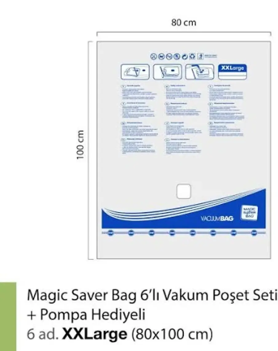 Magıc Saver Bag 6'lı Set Xxlarge Vakumlu Poşet Pompa