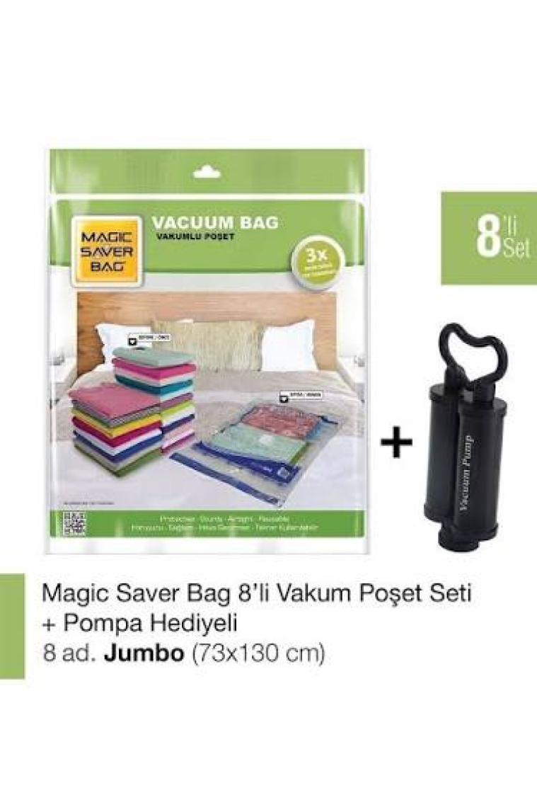Magıc Saver Bag 8'li Set Jumbo Vakumlu Poşet Pompa