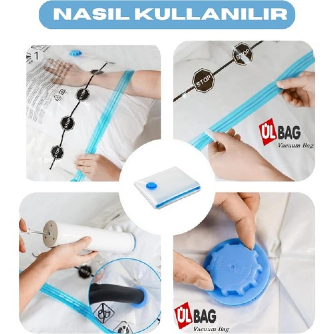 Ülbag Marufmarket 7'Li Vakumlu Saklama Poşeti Seti-4 (Yastık - Elbise - Battaniye-Yorgan Hurcu) Vakumhurcu