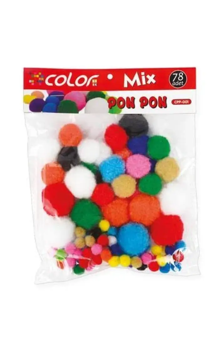 Colorbank Pon Pon 3 Çeşit Renkli 78'li