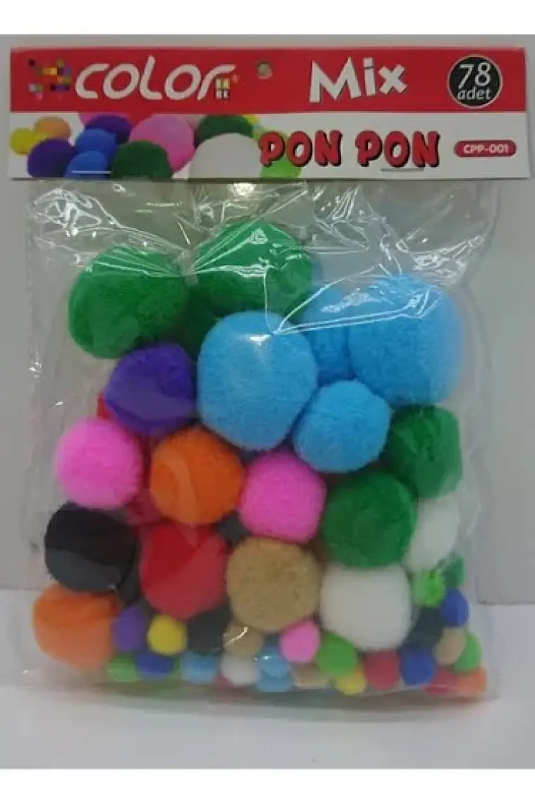 Colorbank Pon Pon 3 Çeşit Renkli 78'li