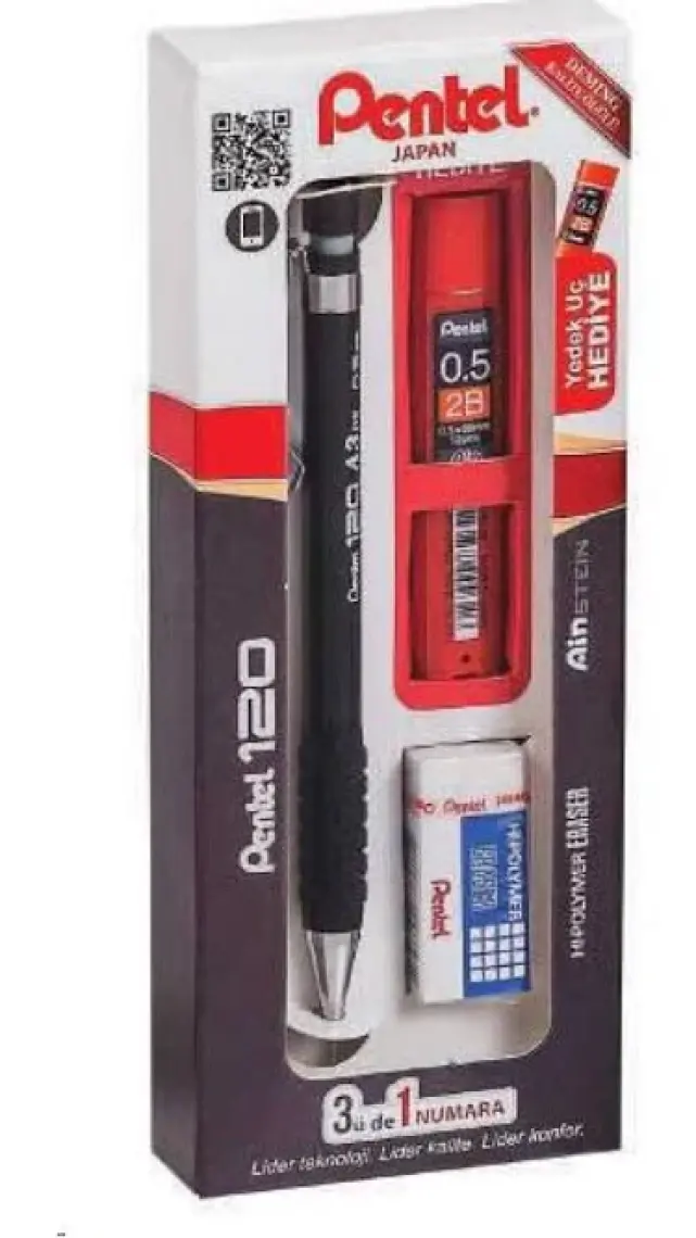 Pentel A315-3As 120A3 (0.5Mm) 3'Lü Okul Seti - (Kalem+Silgi+Hediye Min)