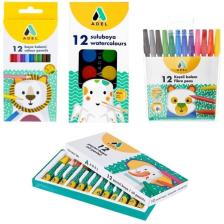 4 Lü Boya Kırtasiye Seti (Kuru+sulu+pastel+keçeli)