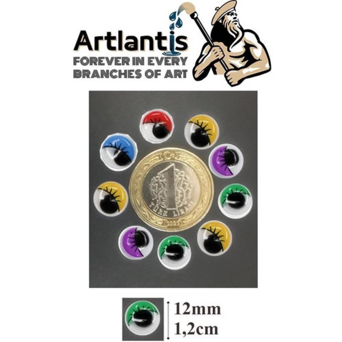 Artlantis Renkli Oynar Göz 12 mm Yüz Seti 96 Lı 1 Paket Ağız Kulak Burun Bıyık Dudak Plastik Anasınıfı Kreş Etkinlik Hobi Tasarım Elişi