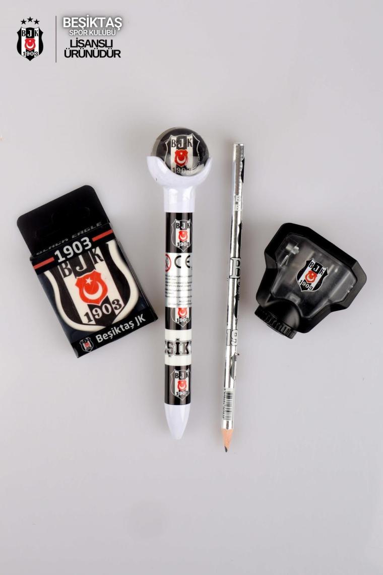 Lisanslı Top Başlı Uçlu Kalem ,kurşun Kalem , Logo Silgi Ve Kalemtraş Kırtasiye Seti