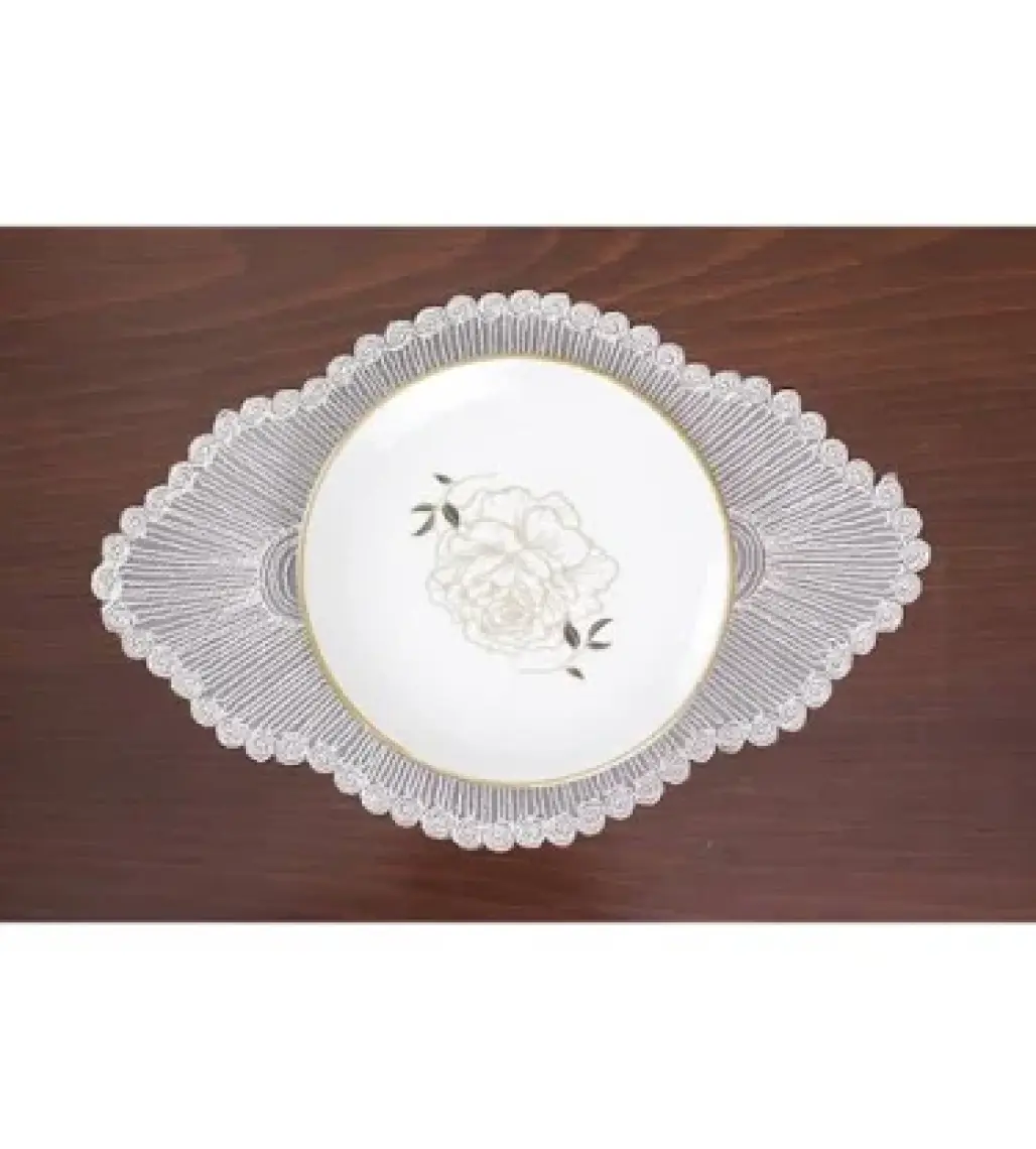Tropik Home Tropikhome Amerikan Servis Supla ve Runner Seti 6 Kişilik Set Venice Beyaz 7 Parça