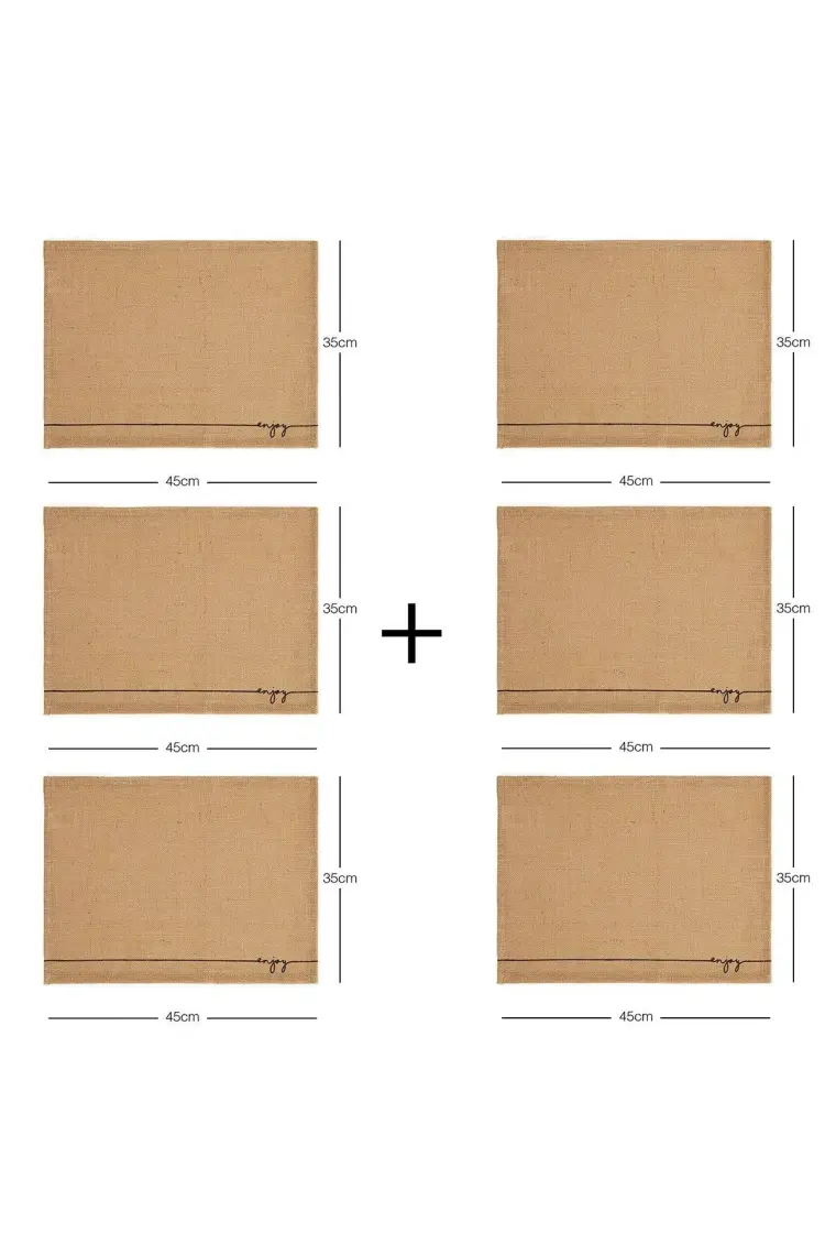 Ocean Home Textile 6 Adet Jüt Enjoy Baskılı Sofra Sunum Tabak Altlığı Supla Amerikan Servisi 45x35