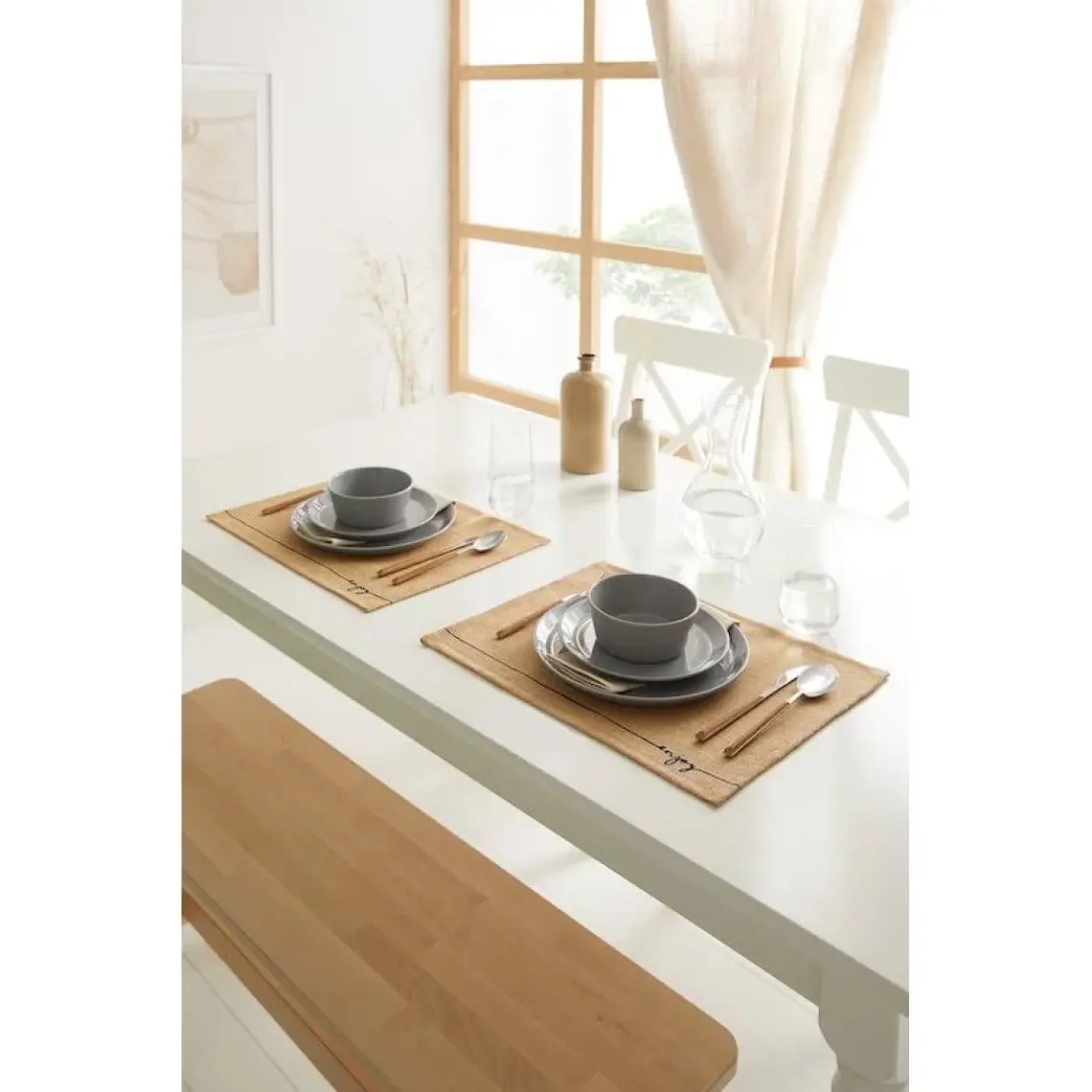Ocean Home Textile 6 Adet Jüt Enjoy Baskılı Sofra Sunum Tabak Altlığı Supla Amerikan Servisi 45x35
