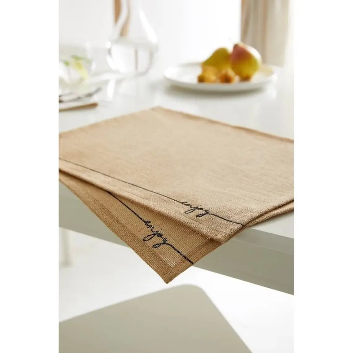 Ocean Home Textile 6 Adet Jüt Enjoy Baskılı Sofra Sunum Tabak Altlığı Supla Amerikan Servisi 45x35