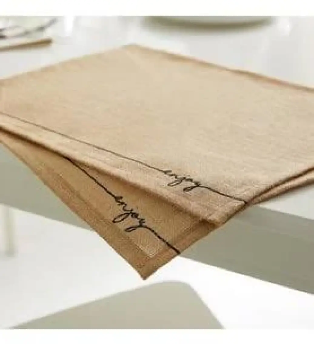 Ocean Home Textile 6 Adet Jüt Enjoy Baskılı Sofra Sunum Tabak Altlığı Supla Amerikan Servisi 45x35