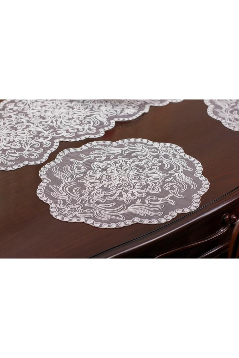 Tropik Home Amerikan Servis 8 Kişilik Valeria Kırık Beyaz Supla ve Runner Set 9 Parça Sunum Takımı Tropikhome