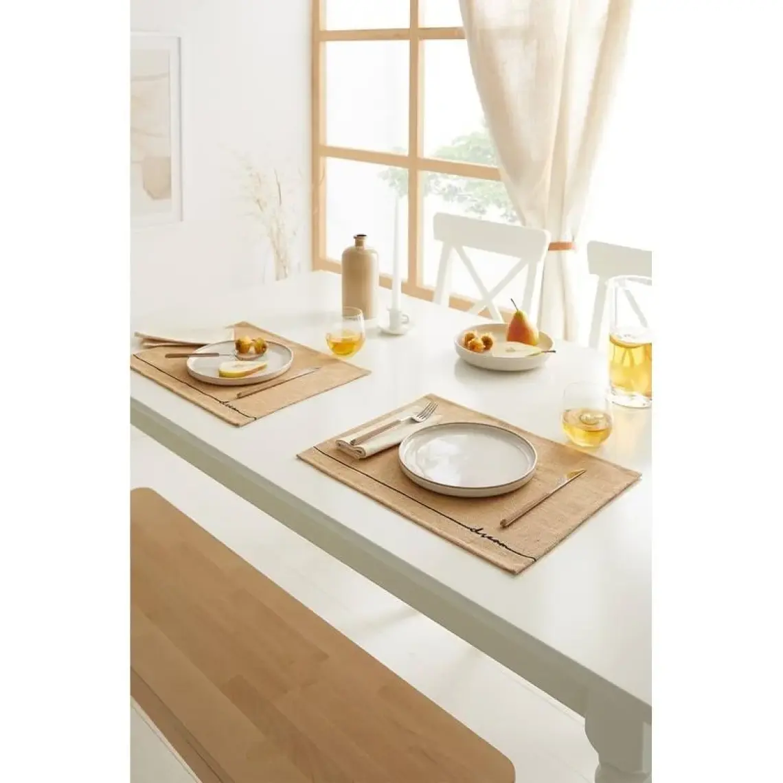 Ocean Home Textile 6 Adet Jüt Sofra Sunum Tabak Altlığı Supla Amerikan Servisi 45x35 cm