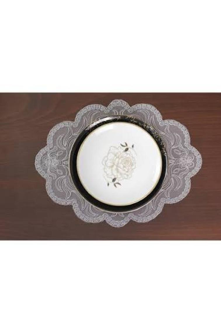 Tropik Home Amerikan Servis Gri Renk Supla ve Runner Seti 6 Kişilik Set Valeria 7 Parça Sunum Takımı Tropikhome