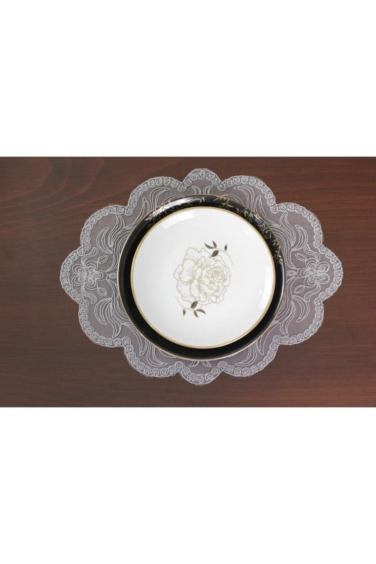 Tropik Home Amerikan Servis 12 Kişilik Supla ve Runner Set Gri Renk 13 Parça Set Masa ve Sunum Takımı Tropikhome