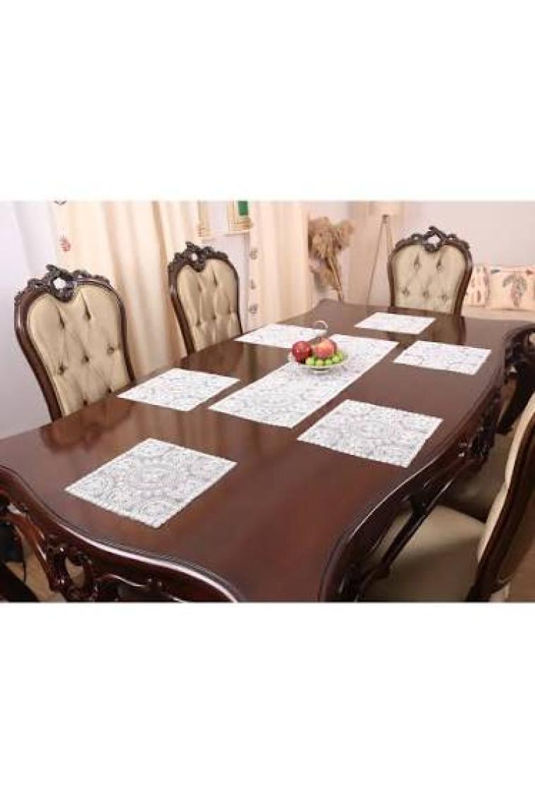 Tropik Home Tropikhome Amerikan Servis Supla ve Runner Seti 6 Kişilik Set Victoria Kırık Beyaz