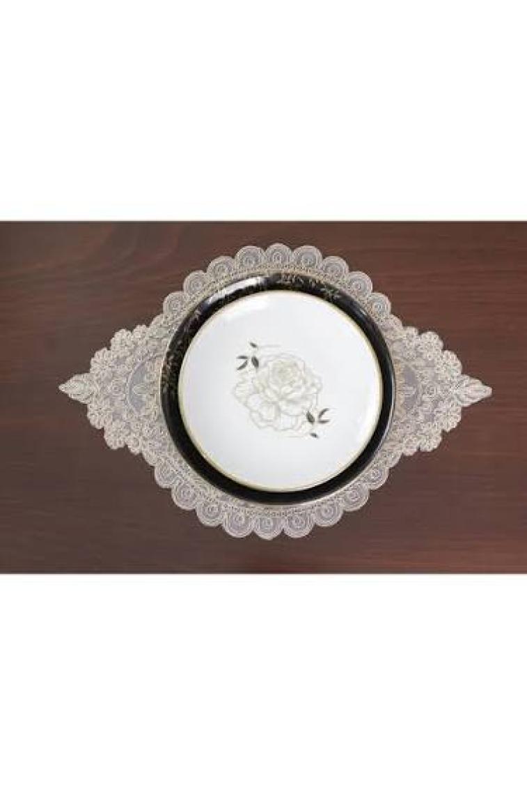 Tropik Home Tropikhome Amerikan Servis Supla ve Runner Seti 6 Kişilik Set Valonia Bej 7 Parça