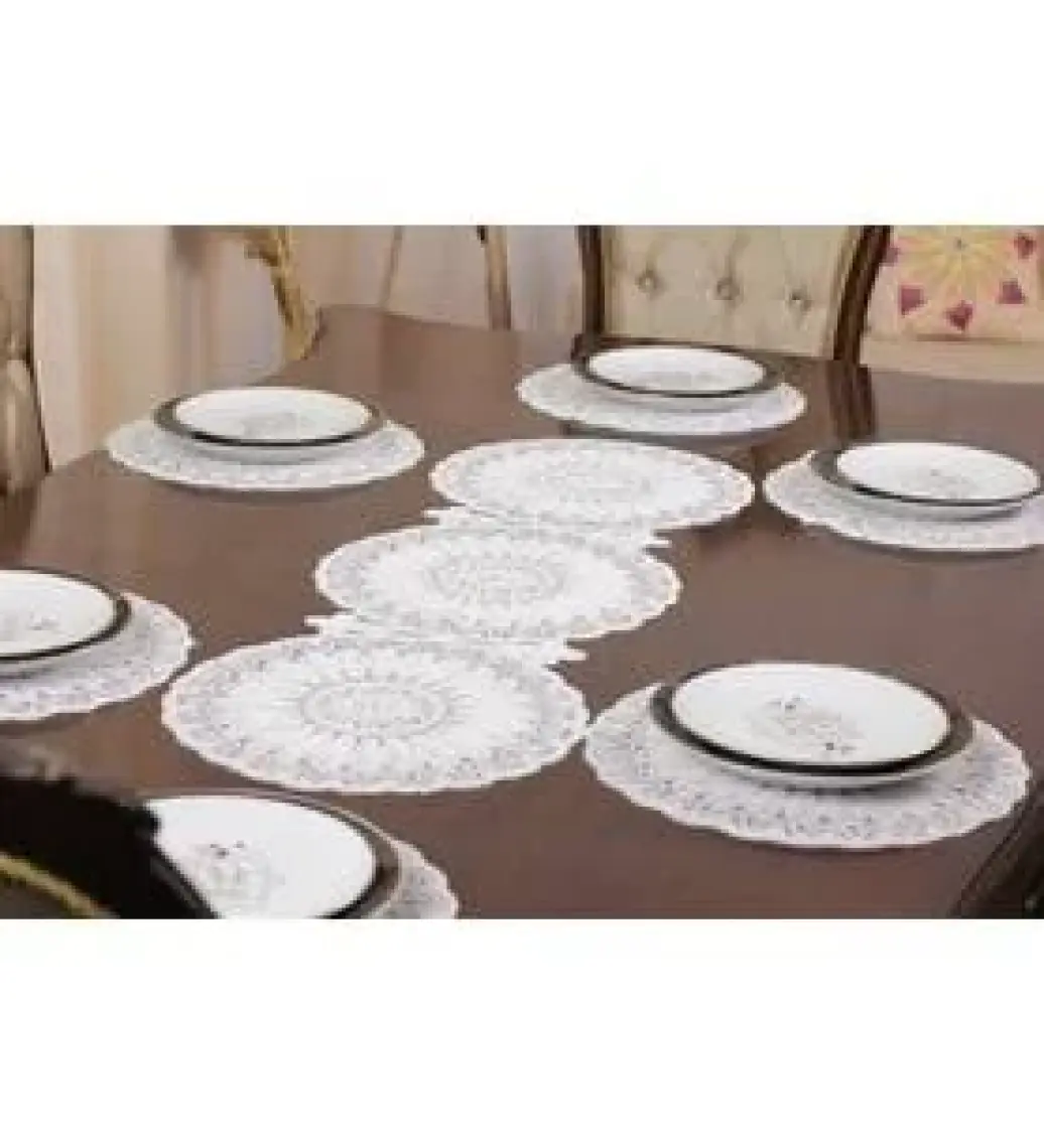 Tropik Home Amerikan Servis 12 Kişilik Venezia Beyaz Supla ve Runner Set 13 Parça Set Sunum Takımı Tropikhome