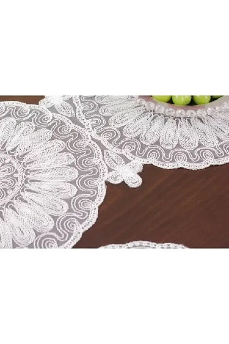 Tropik Home Amerikan Servis 12 Kişilik Venezia Beyaz Supla ve Runner Set 13 Parça Set Sunum Takımı Tropikhome