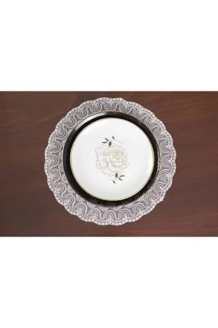 Tropik Home Amerikan Servis 12 Kişilik Venezia Beyaz Supla ve Runner Set 13 Parça Set Sunum Takımı Tropikhome