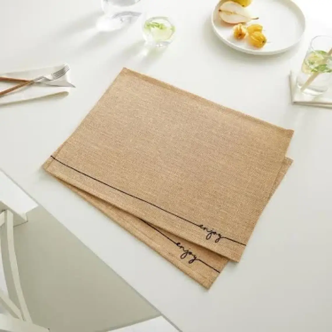 Ocean Home Textile 2 Adet Jüt Enjoy Baskılı Sofra Sunum Tabak Altlığı Supla Amerikan Servisi 45x35 cm