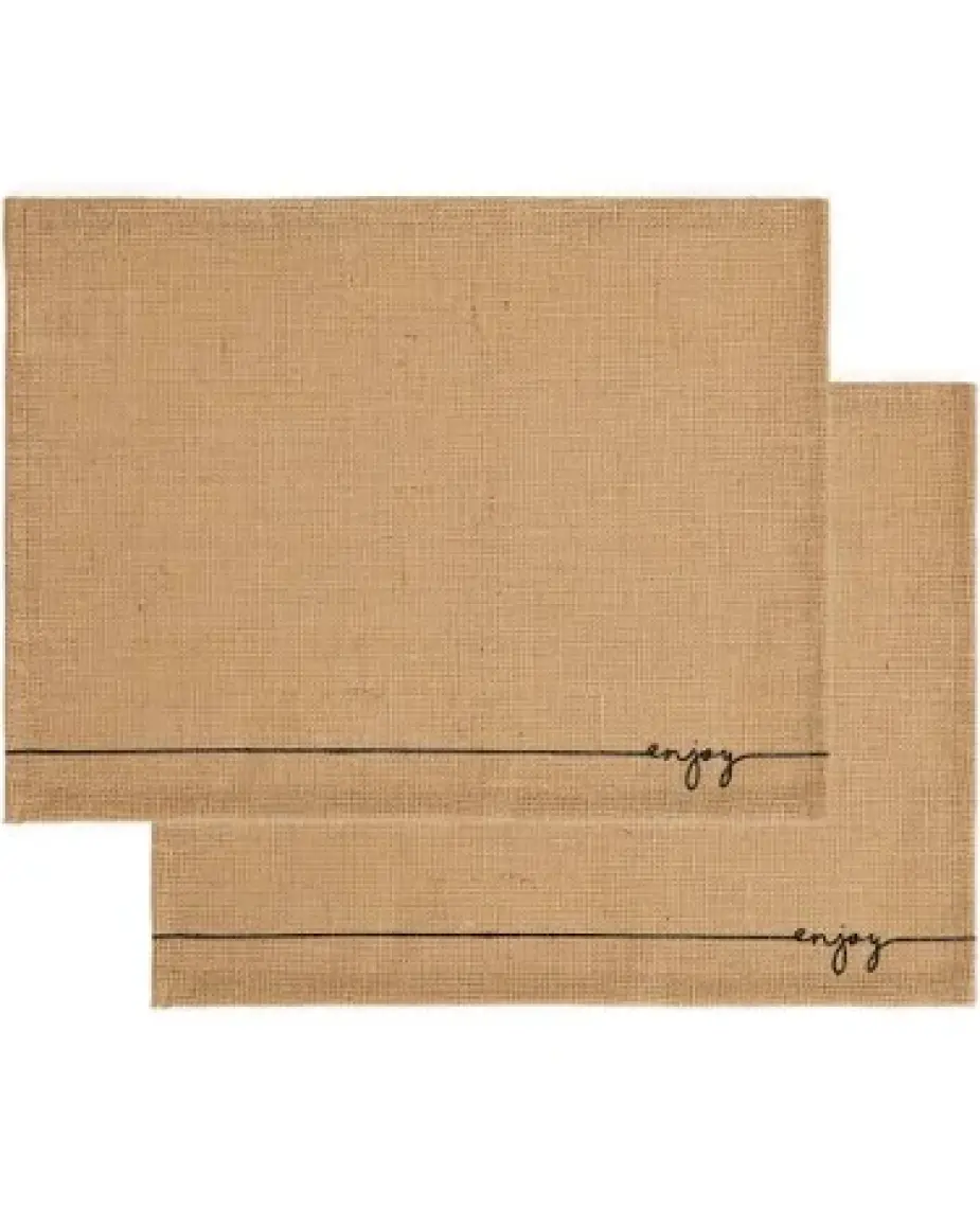 Ocean Home Textile 2 Adet Jüt Enjoy Baskılı Sofra Sunum Tabak Altlığı Supla Amerikan Servisi 45x35 cm