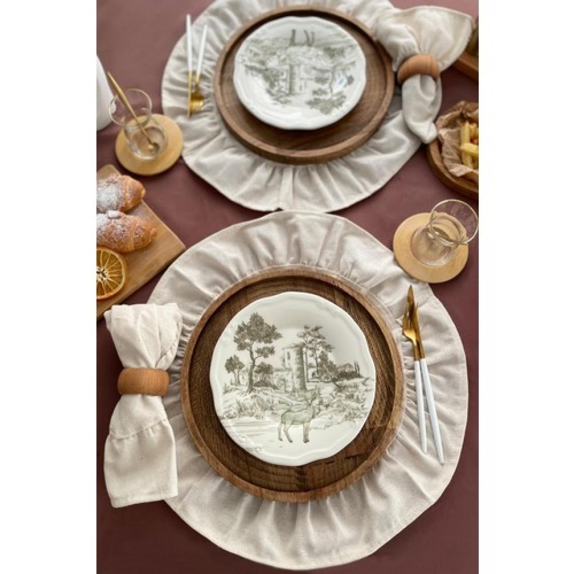 Bedinn Naturel Amerikan Servisi Yuvarlak 2'li Vintage 40 cm