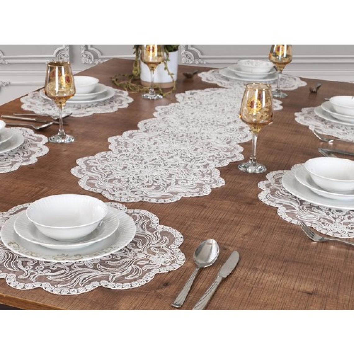 Tropik Home Amerikan Servis Supla Runner Set  6 Kişilik 7 Parça Çeyiz Seti Sunum Seti