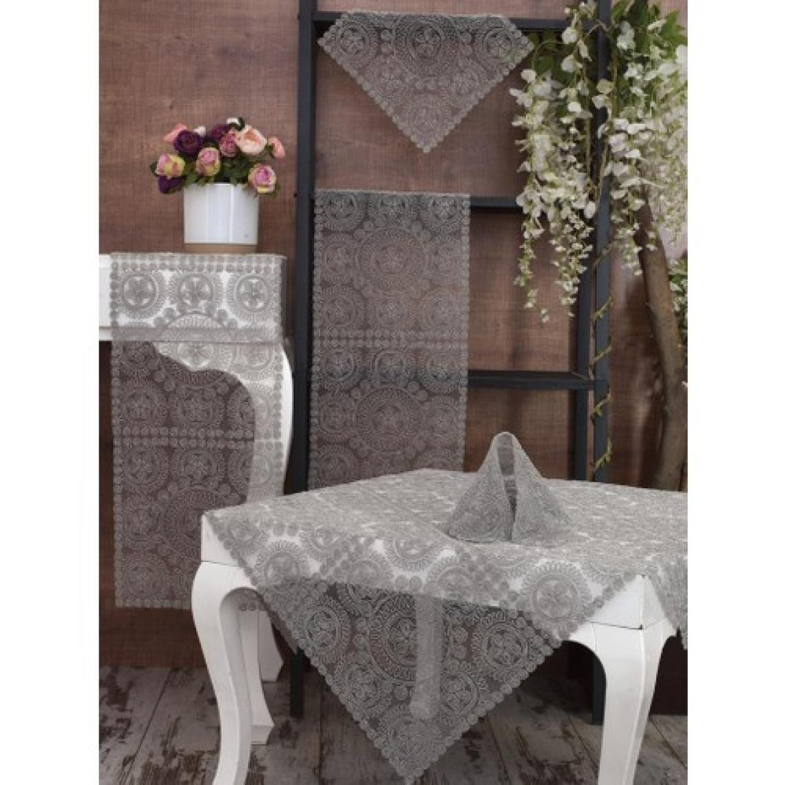 Tropik Home Tropikhome Victoria Gri Renk Salon Takımı 5 Parça Nakış Çeyiz Seti
