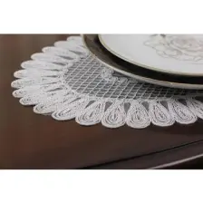 Tropik Home Amerikan Servis Supla ve Runner Seti 12 Kişilik Set Nakışlı  Vivien Kırık Beyaz 13 Parça Masa Takımı