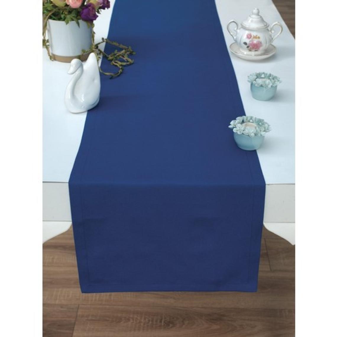 Tropik Home Amerikan Servis Pamuklu Mavi Renkli Masa Sunum Runner Tropikhome  40X140