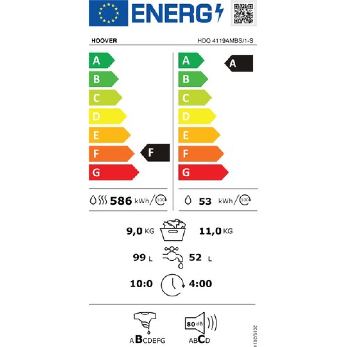 Hoover HDQ 4119AMBS/1-S 11 kg Yıkama 9 kg Kurutma Wi-Fi + Bluetooth Bağlantılı 1400 Devir Kurutmalı Çamaşır Makinesi
