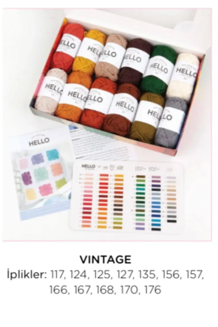 Hello Punch & Amigurumi 12’li (Vintage)Nostalji Iplik Seti(Kutu))