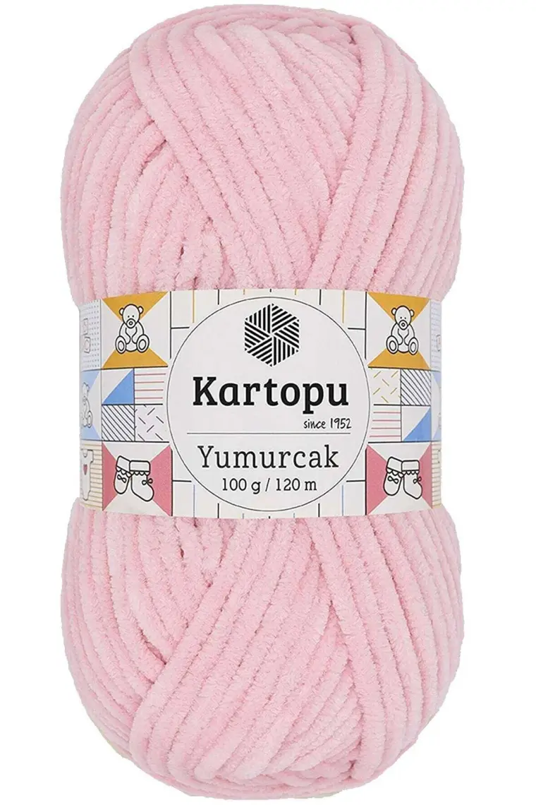 Kartopu Yumurcak K768 Açık Pembe Kadife El Örgü Ipliği
