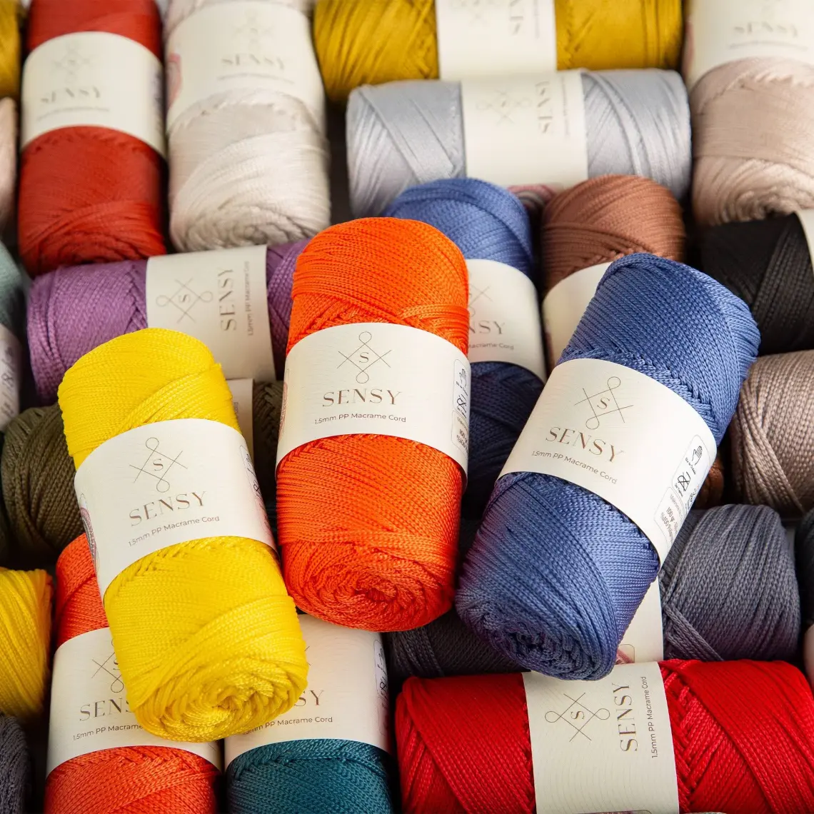 Sensy Premium 1,5 mm 100 gr Polyester Makrome Ipi 150 M Supla Ip ve Çanta Ipliği Makrame Ip