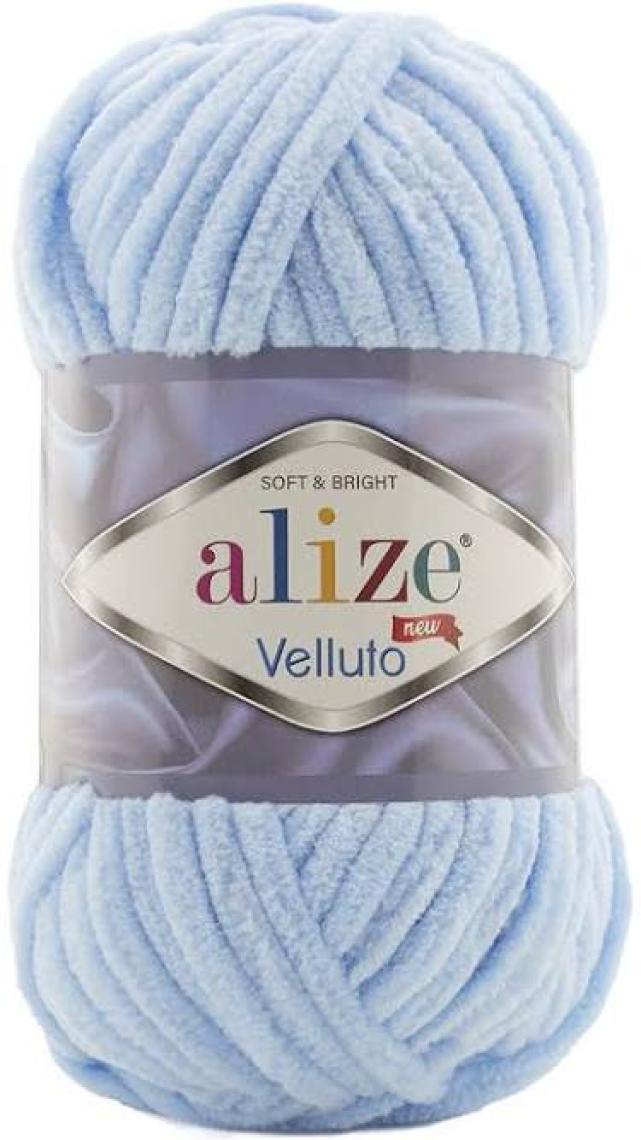 Alize Velluto Kadife El Örgü Ipi Renk KODU:218-BEBE Mavi