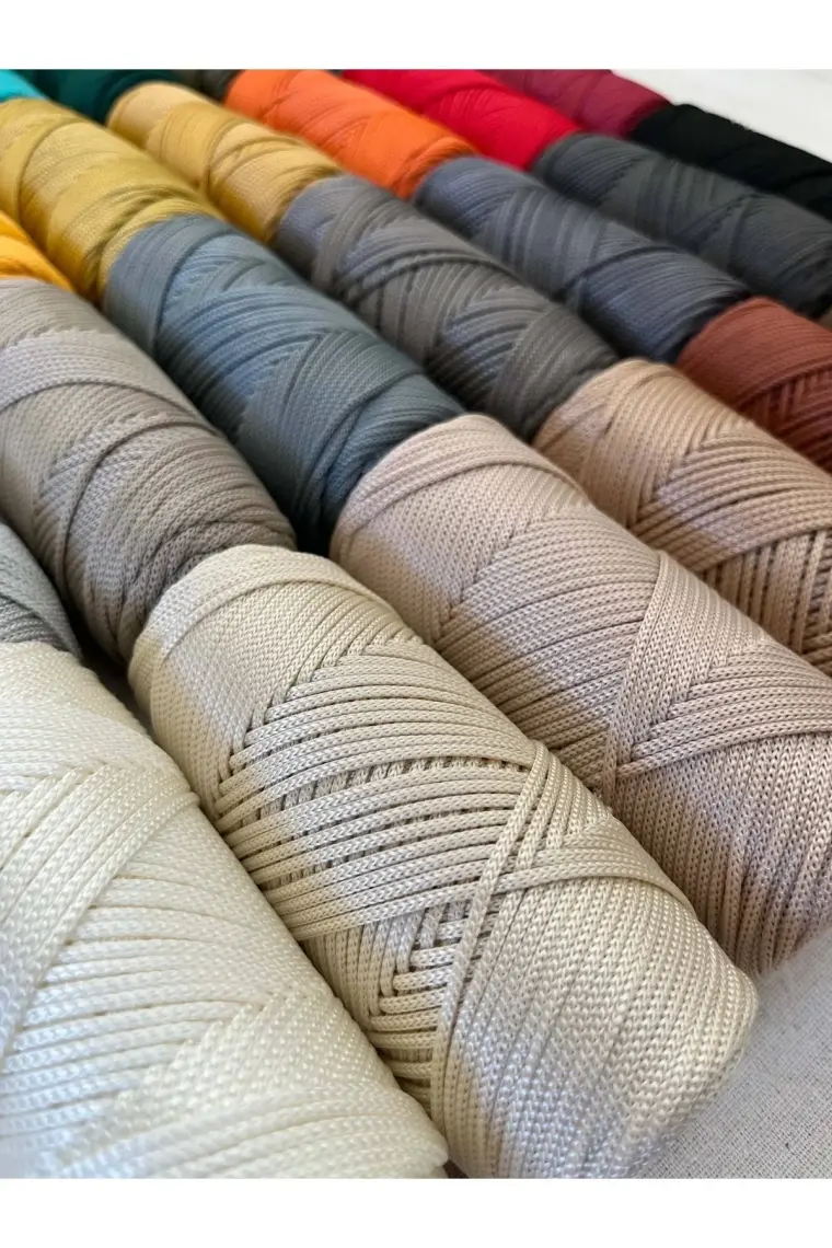 Makromecity Premium 100 Gr Polyester Makrome Ipi Sütlü Kahve 2mm - 120 M Supla Ip Ve Çanta Ipliği