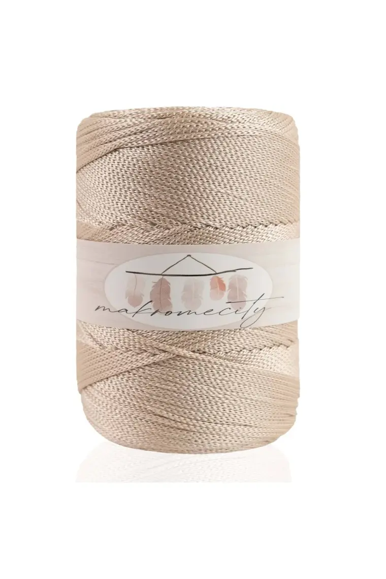 Makromecity Premium 100 Gr Polyester Makrome Ipi Sütlü Kahve 2mm - 120 M Supla Ip Ve Çanta Ipliği