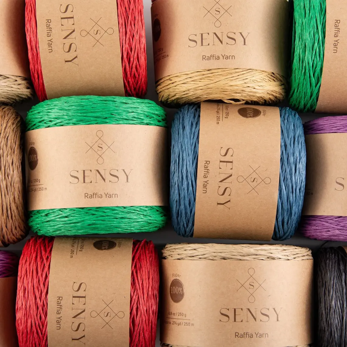 Sensy Premium 250 Gram Doğal Kağıt İp, Hasır Kağıt İplik, Rafya, Çanta, Supla, Şapka İpi, 250 Metre